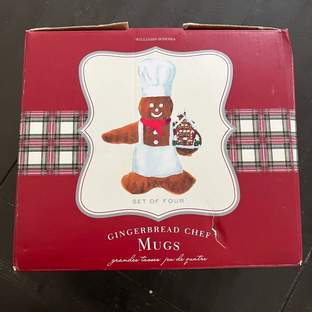 Vintage Williams Sonoma gingerbread chef mug set of 4.